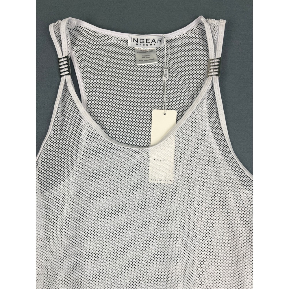 Ingear Resort Mesh Cover‎ Up Dress Y2K Streetwear Festival White Polyester Med